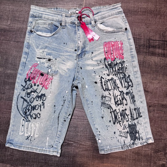 Men's Distressed Denim Shorts - Picture 1 of 4